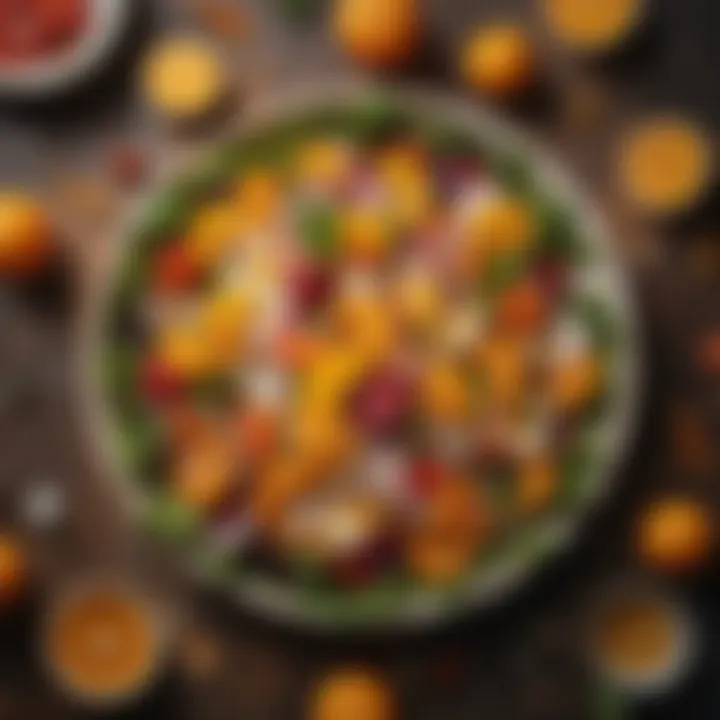 A colorful salad incorporating canned mandarin oranges for added flavor.