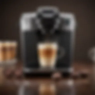 Sleek modern K-Cup machine with a coffee cup beside it