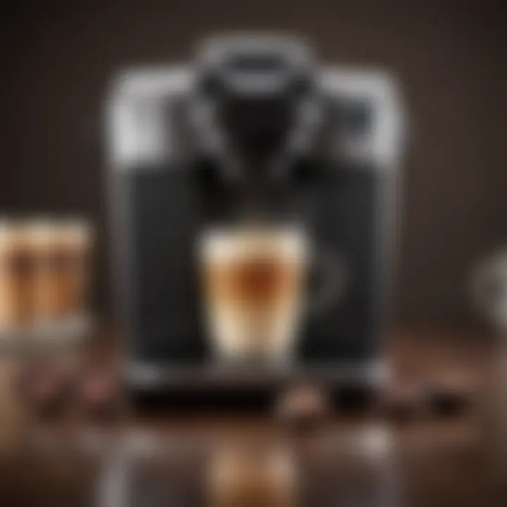 Sleek modern K-Cup machine with a coffee cup beside it