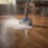 Steam cleaner in action on hardwood flooring