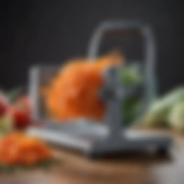 Close-up of a high-quality vegetable cutter showcasing its sharp blade and ergonomic design