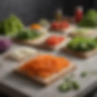 A variety of vegetable cutters displayed on a kitchen countertop