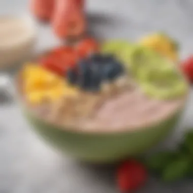 A Delicious Smoothie Bowl Enriched with Protein Colorful smoothie bowl topped with plant-based protein powder