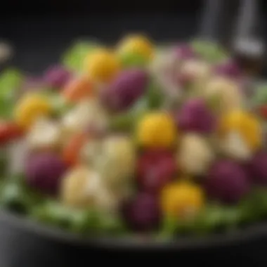 A colorful salad with cauliflower as a key ingredient