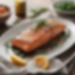 Perfectly baked salmon filet with herbs