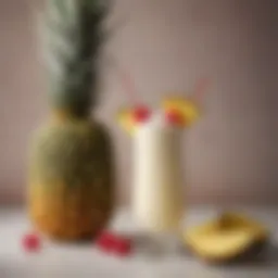 A refreshing Pina Colada garnished with a pineapple slice and cherry