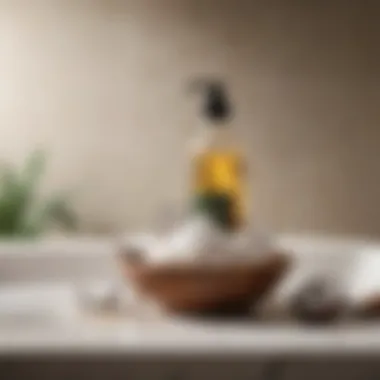 Spa-Like Cleansing Routine A serene bathroom setting with coconut oil and facial cleansing tools