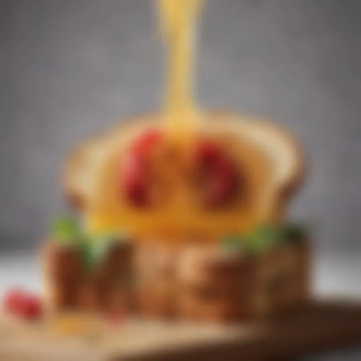 Close-up of a finished toast topped with gourmet ingredients.