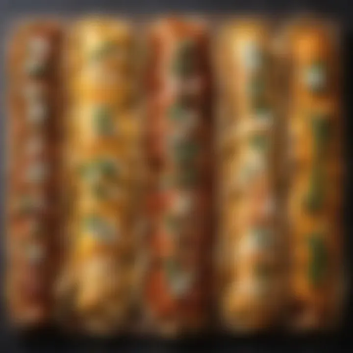 An array of different enchilada variations on a table
