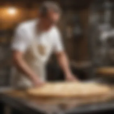 An expert maintaining a dough kneading machine for optimal performance.