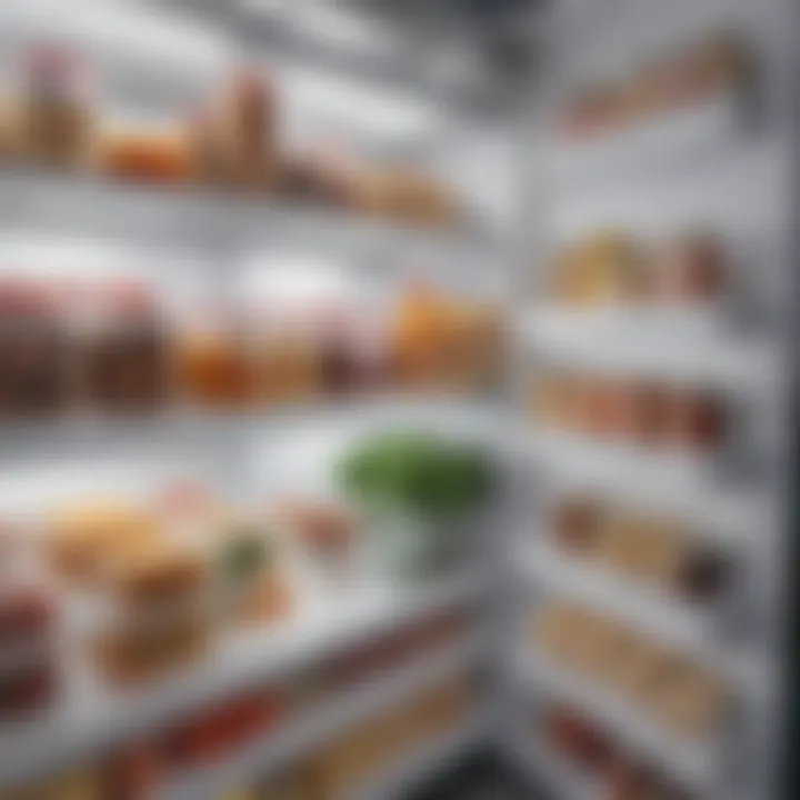 Organized interior of a short deep freezer showcasing food storage