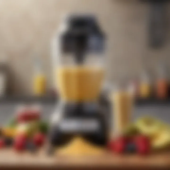 A blender filled with creamy smoothie mixture