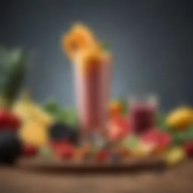 Vibrant assortment of fruits and vegetables ready for blending