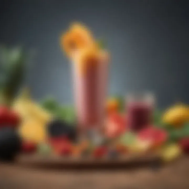 Vibrant assortment of fruits and vegetables ready for blending