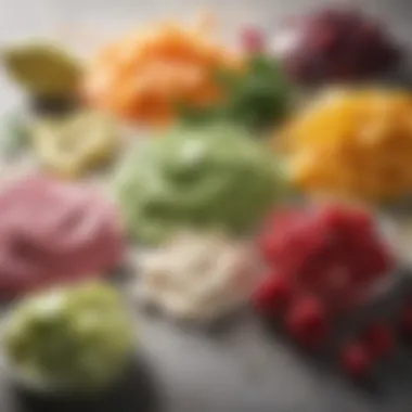 Close-up of thick smoothie ingredients on a countertop