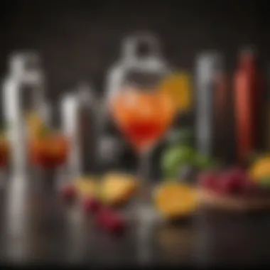 Cocktail Shaker Set Stylish cocktail shaker with an assortment of colorful cocktails