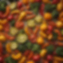 Golden, crispy air-fried vegetables showcasing vibrant colors and textures.