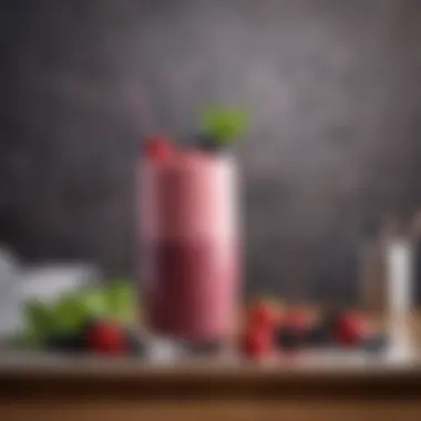 Garnished Triple Berry Smoothie A glass of triple berry smoothie garnished with mint