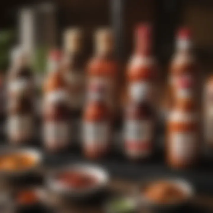 An array of regional BBQ sauces displayed in elegant containers, representing diverse flavor profiles.