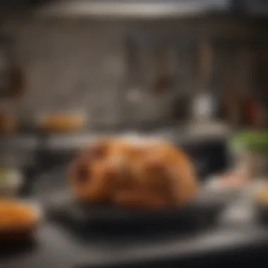 Efficient kitchen setup featuring turkey on a rack