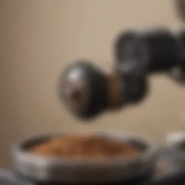 Close-up of a burr grinder showcasing its intricate burr mechanism