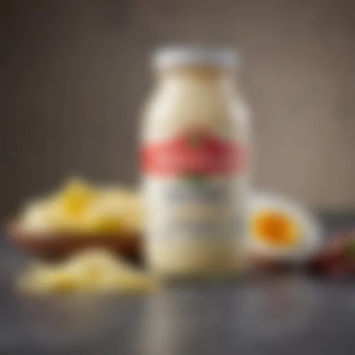 An assortment of ingredients commonly found in fat-free mayonnaise including vinegar and egg whites.