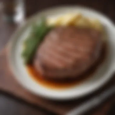 Cooked Food Lion sirloin steak on a plate