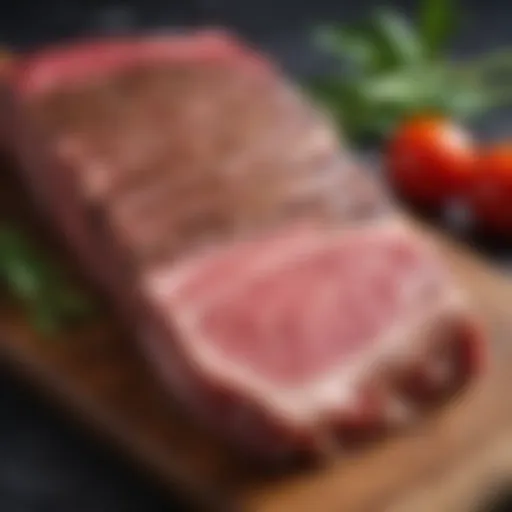 Raw Food Lion sirloin steak with marbling