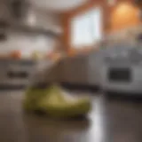 A pair of Food Service Crocs displayed in a vibrant kitchen environment