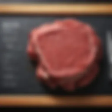 Nutritional facts displayed on a chalkboard related to ground steak