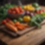 An assortment of colorful vegetables on a wooden table
