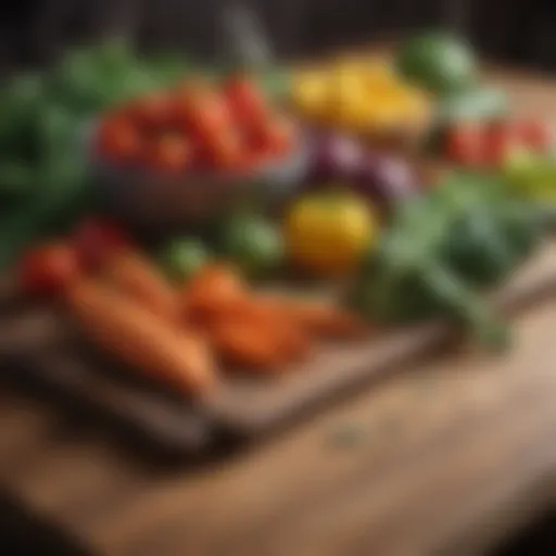 An assortment of colorful vegetables on a wooden table