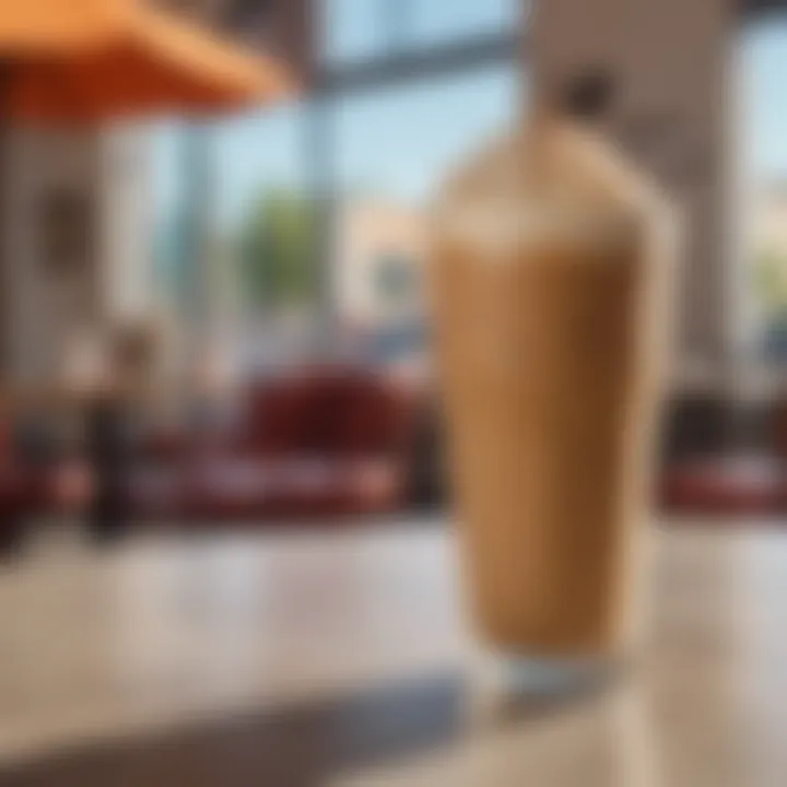 A refreshing iced latte placed on a vibrant café table, capturing the essence of modern coffee culture.