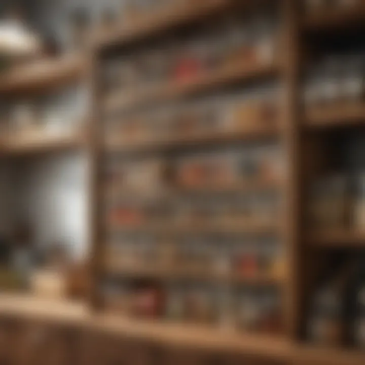 Well-organized spice storage in a kitchen