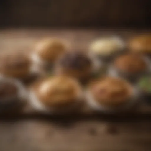 Variety of pie weights arranged on a wooden table