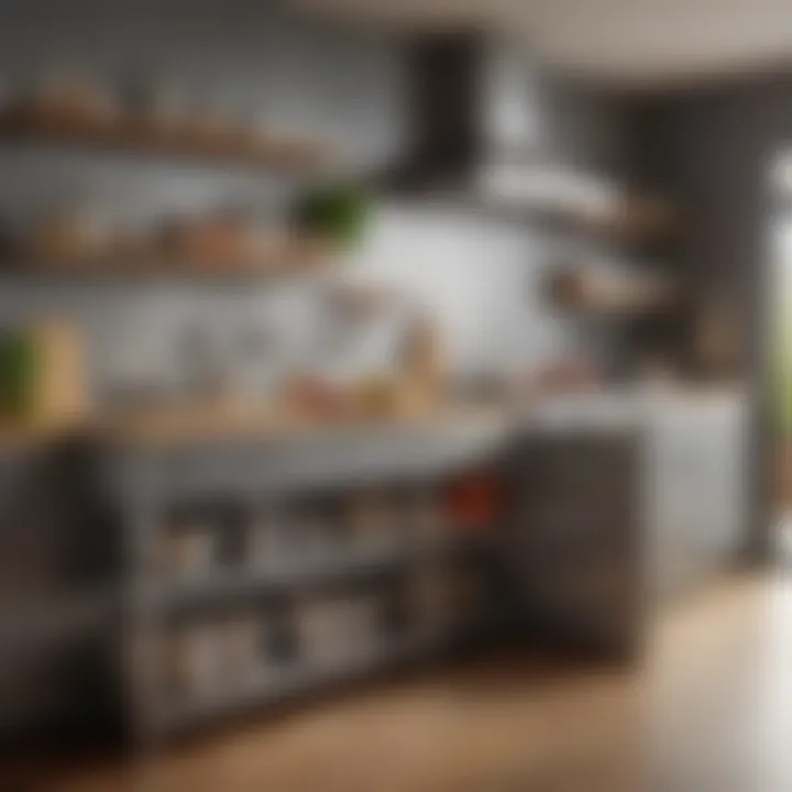 An organized kitchen space highlighting storage solutions and ingredient management.