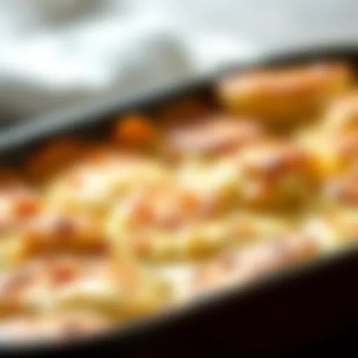 A close-up of perfectly baked scalloped potatoes with a golden-brown crust