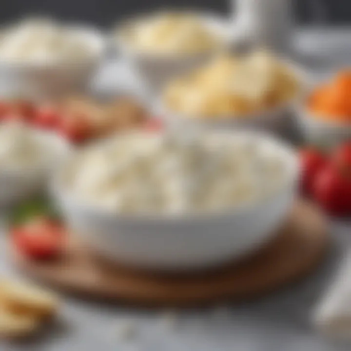 Fresh ingredients surrounding a bowl of sugar-free cream cheese