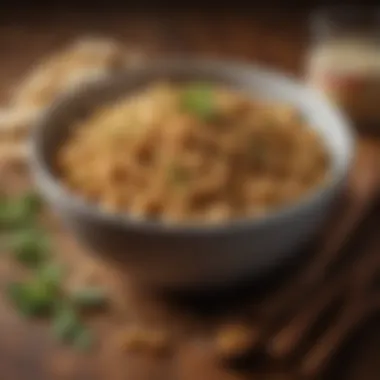 A Bowl of Textured Vegetable Protein with Flavors Textured Vegetable Protein in a bowl with herbs and spices