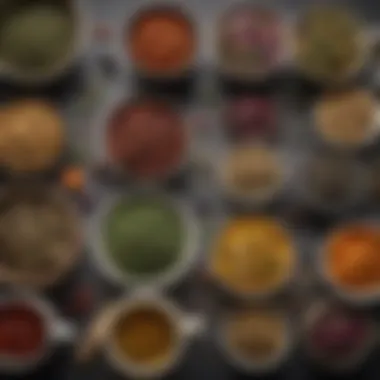 Colorful assortment of herbal teas in cups