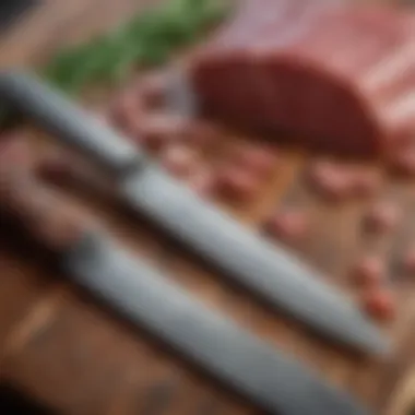 Close-up view of knife materials highlighting steel quality.