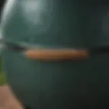 Close-up view of the Big Green Egg showcasing its unique ceramic texture and design.