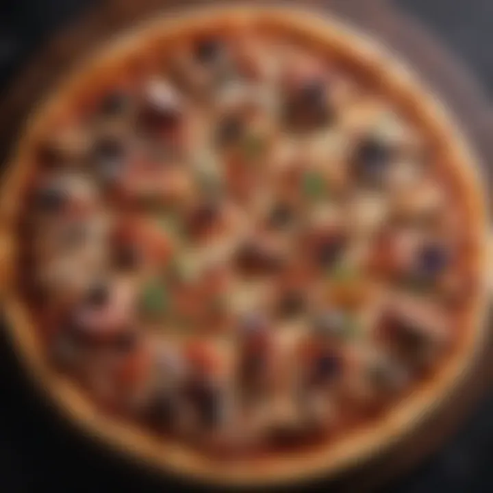 A beautifully garnished pizza placed on a personal pizza stone