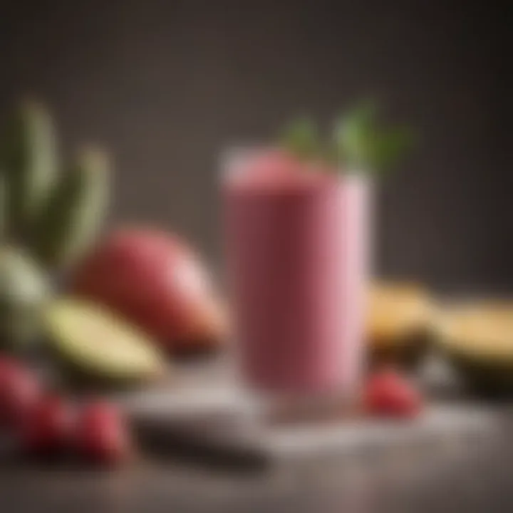 Prickly pear smoothie in a glass with decorative elements