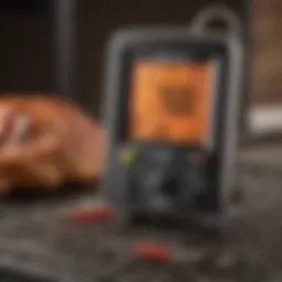 A close-up view of the Traeger Remote Probe Thermometer displaying a precise temperature reading.