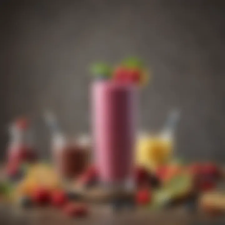 An assortment of smoothies adorned with toppings, highlighting the versatility of thickeners.