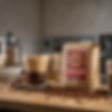 Different brands of instant coffee on a kitchen counter