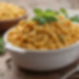 A creamy bowl of vegan mac and cheese topped with fresh herbs