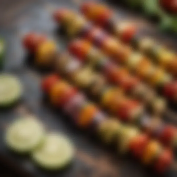 Vibrant vegetable skewers ready for grilling