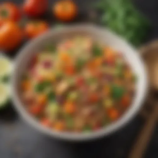 A vibrant bowl of quinoa salad with colorful vegetables